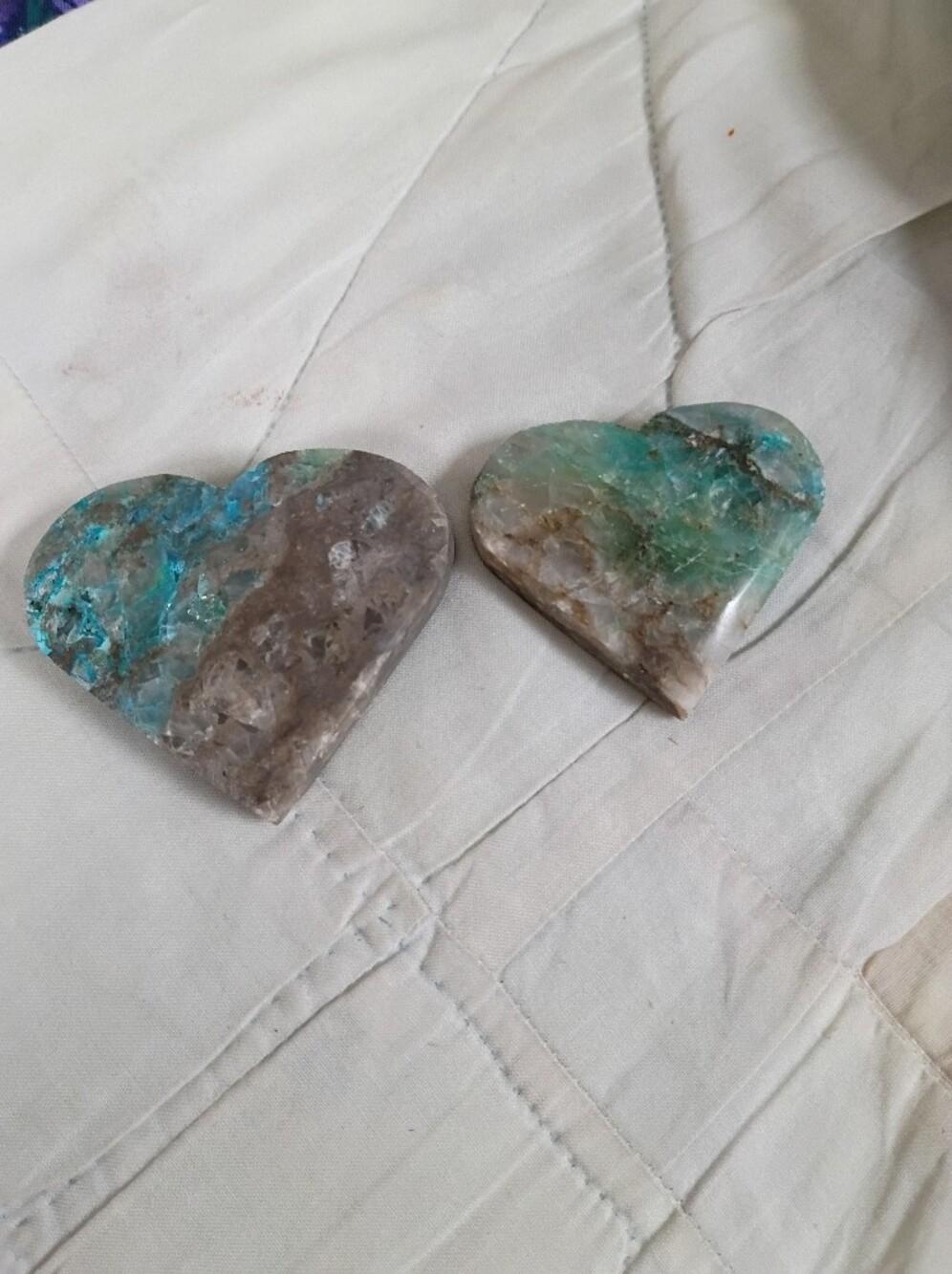 Set Of 2 Chrysicolla Hearts
